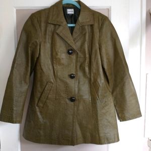 Olive genuine leather Chicos coat